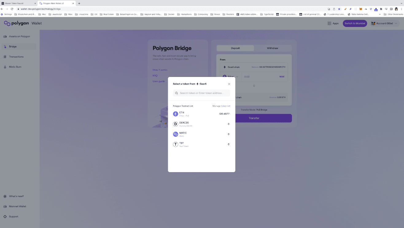How to use the Boson Goerli faucet and Polygon POS Bridge
